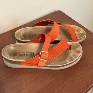 Mephisto Bright Orange Slide Sandals